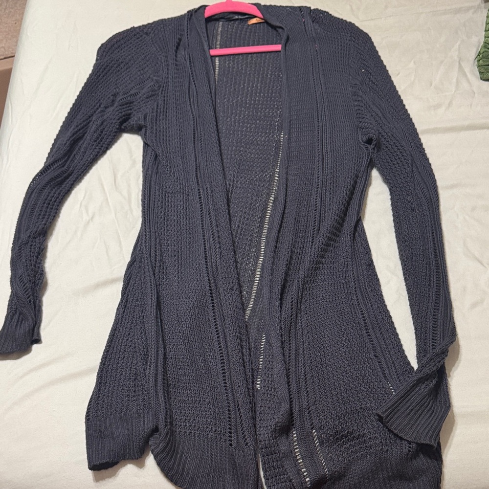 Women's Open Front Knit Cardigan Sweater - Dark Gray